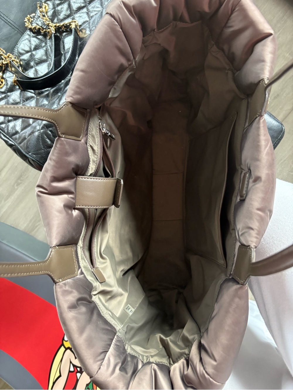 Tory Burch Brown Quilted Logo Weekender Tote - Picture 5 of 7